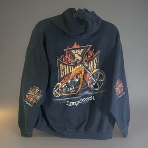 Vtg West Coast Choppers Jesse Who Hoodie Men XL Long Beach Motorcycle Iron Cross